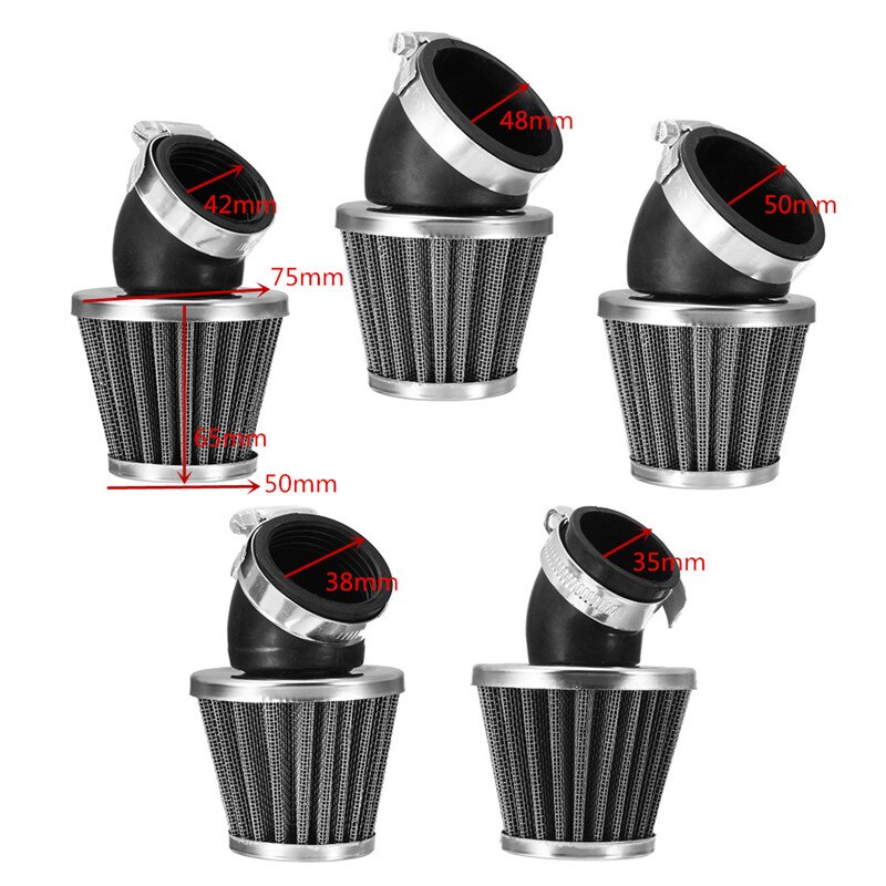 Motorcykel luftfilter 35mm 38mm 42mm 45mm 48mm 50mm universal til 50cc 110cc 125cc 140cc motorcykel atv scooter pit snavs cykel