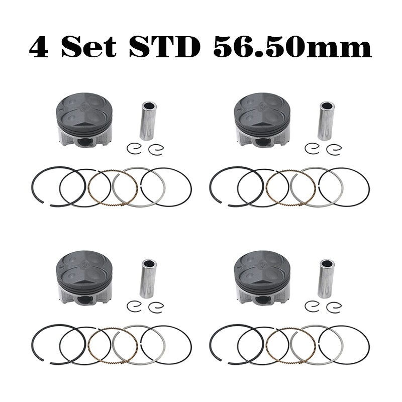 4 Uds de pistón de la motocicleta y anillos Kit para YAMAHA FZR400RR 3TJ FZR 400 RR SP 3TJ FZ400 4YR STD 56mm 56,25mm 56,50mm 56,75mm 57mm: 4 Set 56.50mm