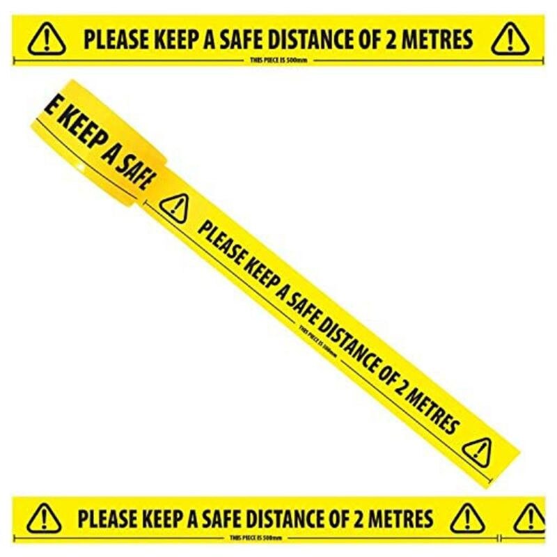 Please Keep A Safety Distance of 2 Meters Floor Tape 33mx48mm Distancing Sticker