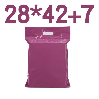 50pcs/lots Purple Tote Bag Express Bag Courier Bags Self-Seal Adhesive Thick Waterproof Plastic Poly Envelope Mailing Bags: Handle 28x42x7 cm