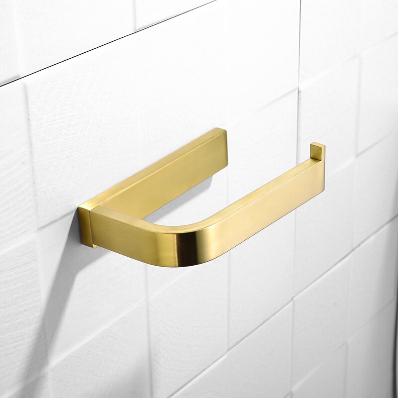 Geborsteld Goud Toiletrolhouder Wall Mounted Roll Papier Rack voor Keuken Badkamer Accessoires