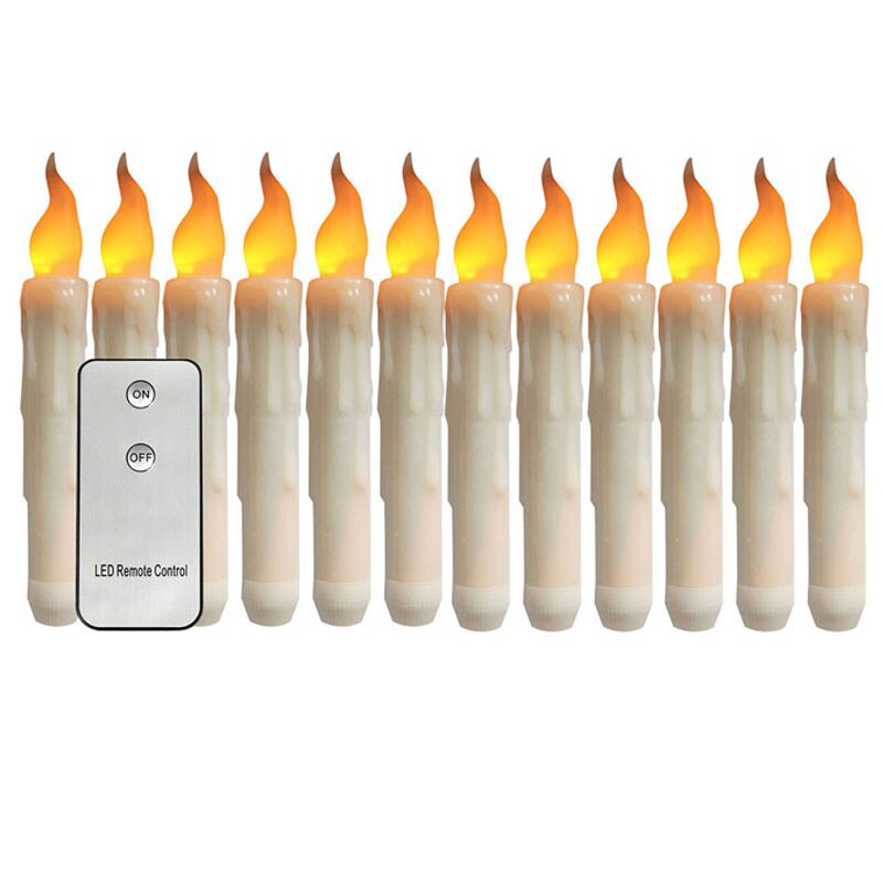 6 or 12 Pieces LED Candles Lights with Remote Control Taper Candles Led Flameless for Years Christmas Party Wedding: 12 pcs yellow light