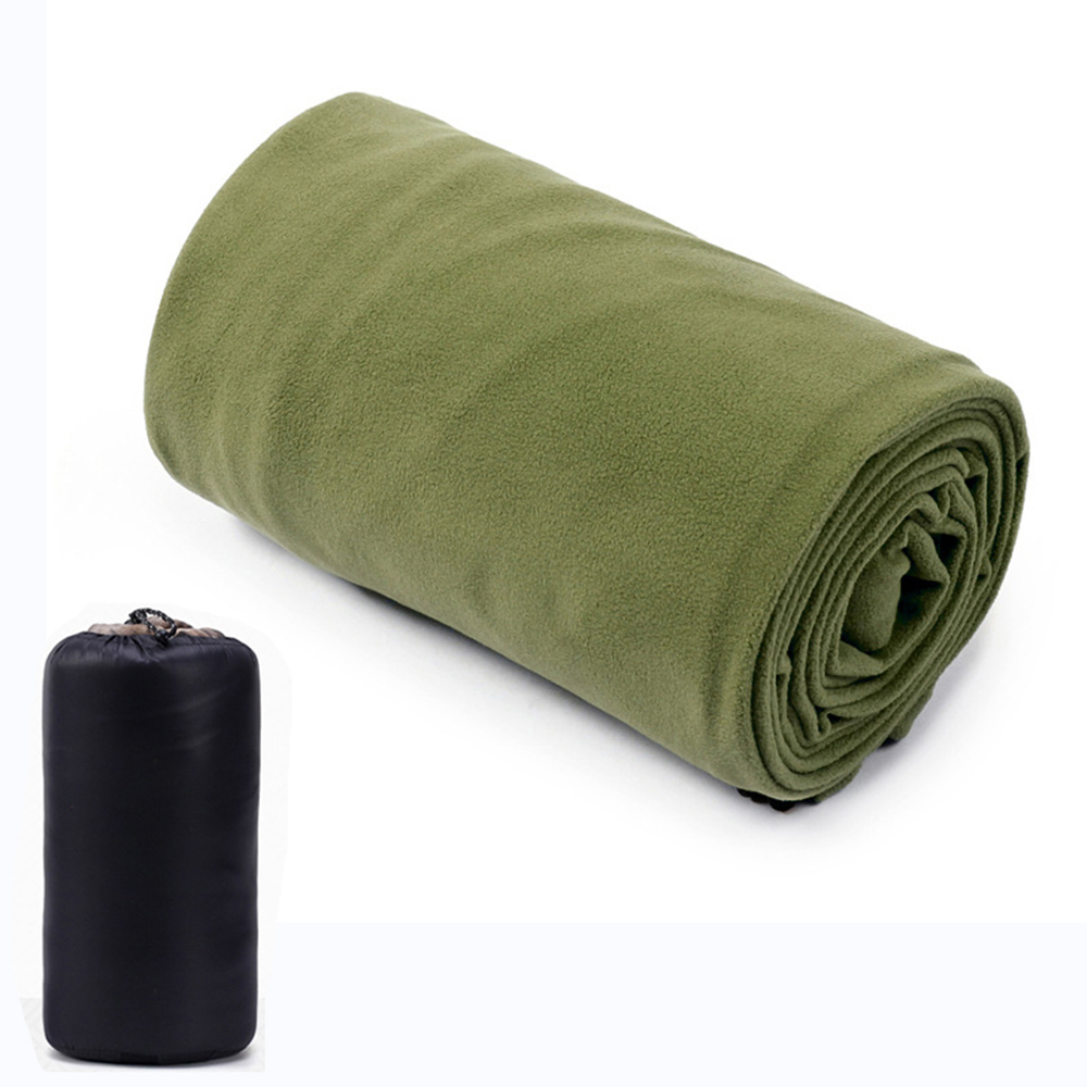 Draagbare slaapzakvoering Microfiber fleece reislaken Slaapzak Campingdeken met ritssluiting voor buiten kampeertentbed: Army Green