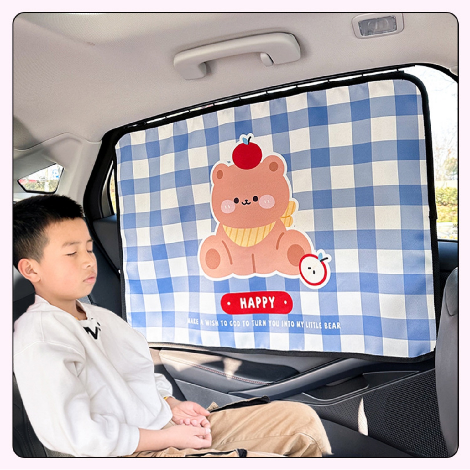 Car sunshade Summer cute cartoon sunscreen heat insulation car curtain track car sunshade
