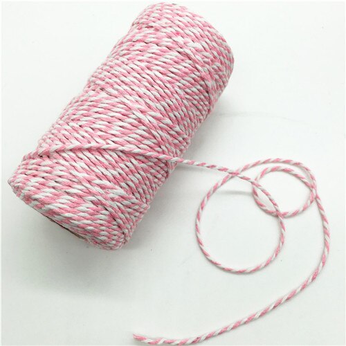 100 m/roll Kleurrijke DIY 2ply Bakers Roze String Katoenen Koorden Touw voor Home Decor Handgemaakte Kerst Cadeau Verpakking ambachtelijke Projecten: Pink white