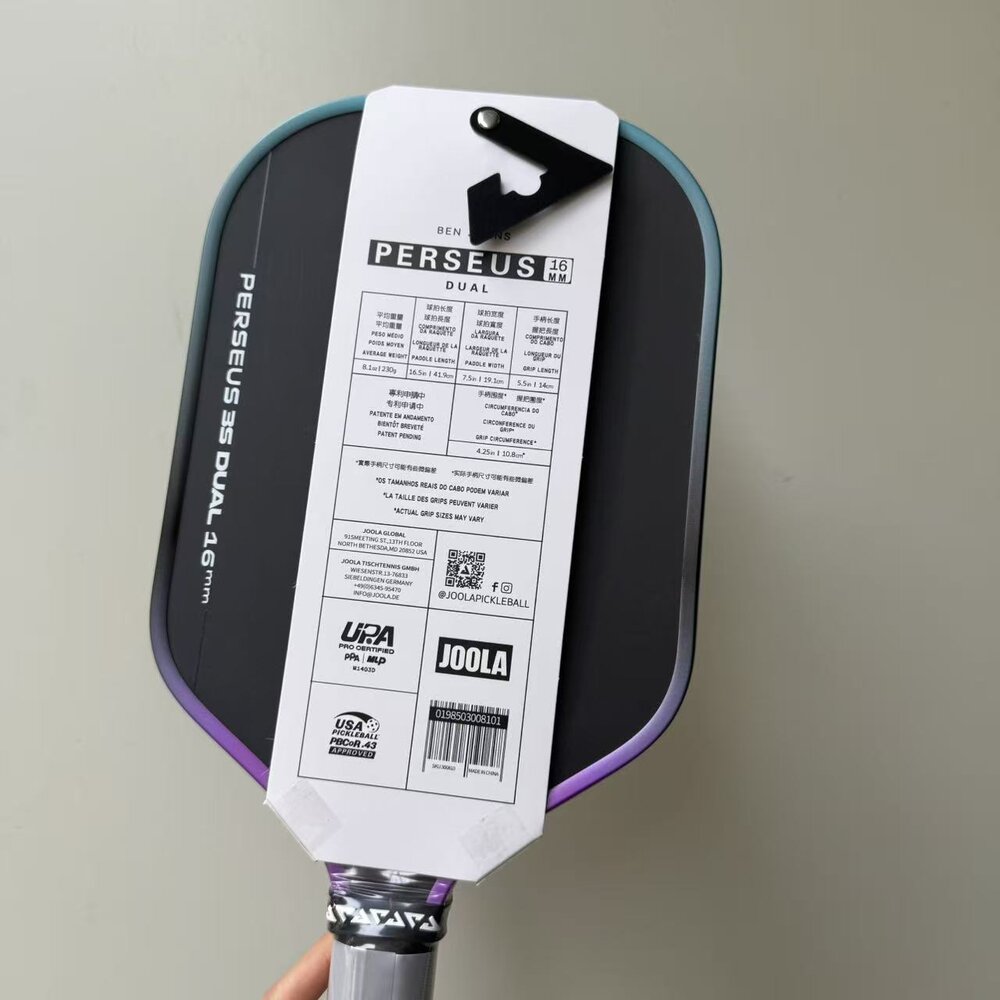Joola 3s perseus dual pickleball-schläger, 16mm thermoform-schläger, gen 4, tfp-schaumkern ,  t700 carbonfaser-oberfläche