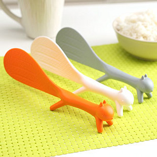1-3PCS Useful Kitchen Tool Korean Cute Lovely Kitchen Supplie Squirrel Shaped Ladle Non Stick Rice Paddle Meal Spoon