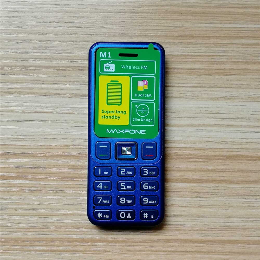 Maxfone M1 Mini Push-button Cell Phones With Dual Sim Camera Bluethooth Spotlight Big Speaker Wireless FM Cheap Mobile Phone: Eng Key Add 4G Card / Blue