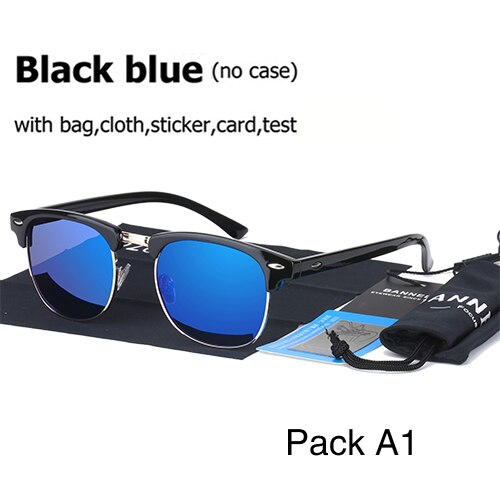 UV400 HD Polarized men women Sunglasses Classic retro Brand Sun glasses Coating Drive Shades gafas De Sol Masculino: blue A1