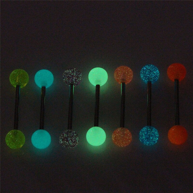 Nose Barbell Bars Body Piercing Jewelry Luminous Glow Acrylic Tongue Rings