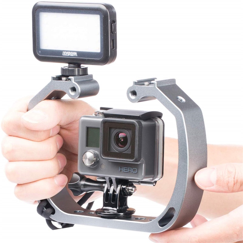 Mango estabilizador de agarre para GoPro Hero 9 8 7 Hero, aleación de aluminio negro, Micro película submarinismo, accesorio para cámaras de acción
