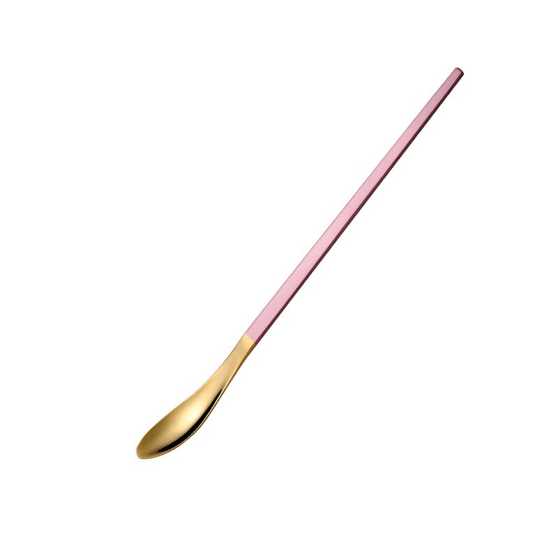 304 Stainless Steel Long Handle Stirring Spoon Cocktail Bartender Spoon Coffee Spoon Dessert Long Spoon Japanese Stirring Spoon: golden pink