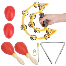 Halbmond Zweireihig Tamburin freundlicher Spielzeug einstellen Mit Sand Hammer Ei Shaker stimmen Gabel Schüttler Holz Schlagzeug Instrument