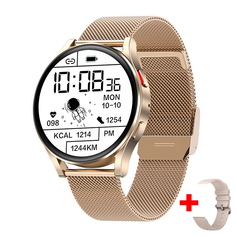 Vrouwen Smartwatch Full Touch Screen Ondersteuning Dial Call Hartslag Bloeddruk Smart Horloge Mannen Voor Samsung Android Horloge Vrouwen: Rose gold mesh belt