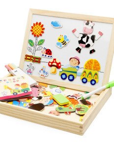 Kinderen Speelgoed Houten Magnetische Puzzel Dier Puzzel Dubbelzijdig Magnetisch Tekenbord Kinderen Puzzel Puzzel