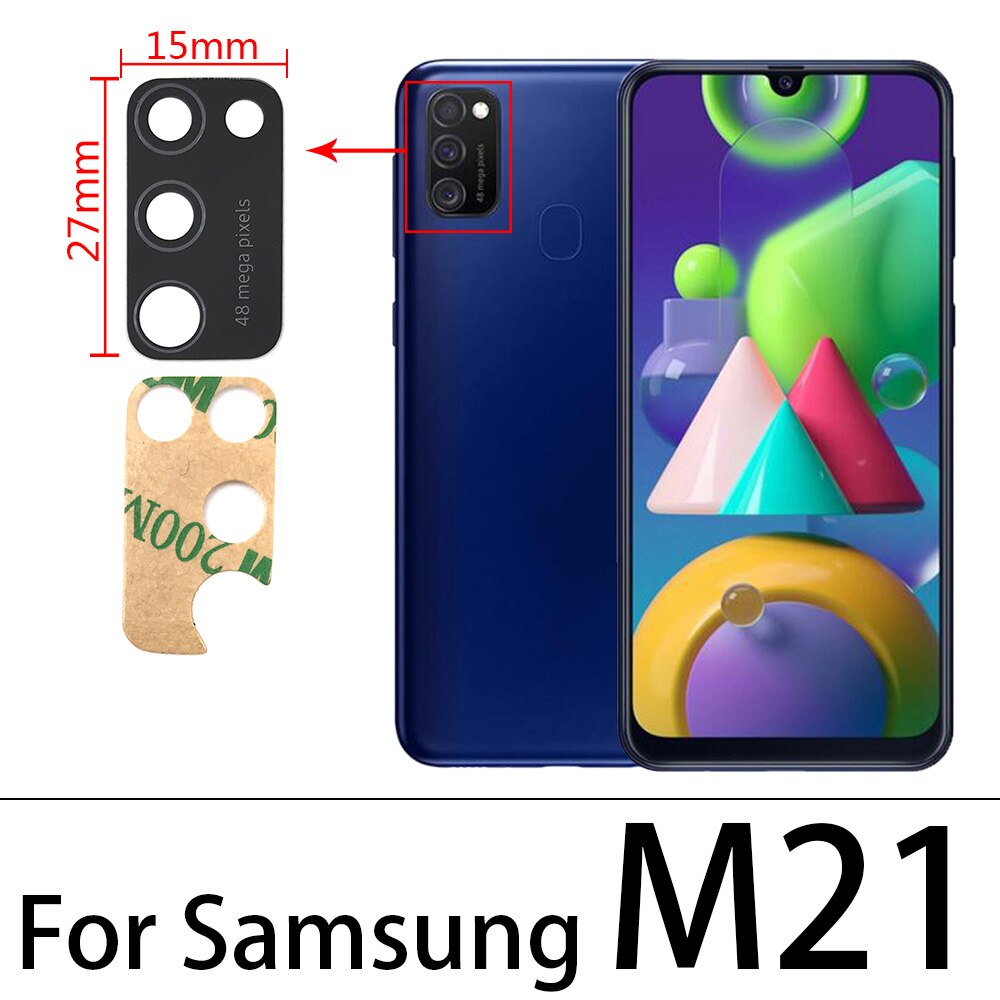10 sztuk powrót szkło obiektywu aparatu z Ahesive dla Samsung A51 A21S A30S A50S A70S A31 A41 A71 M21 M31 S20 Plus Ultra fe uwaga 10Lite: M21