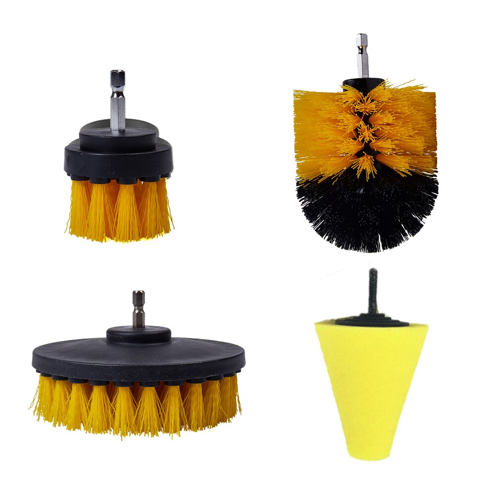 Juego de cepillo para detalles, limpiador eléctrico, brochas de nailon, almohadillas de esponja para amortiguación de aire, borde, limpieza de polvo: Negro