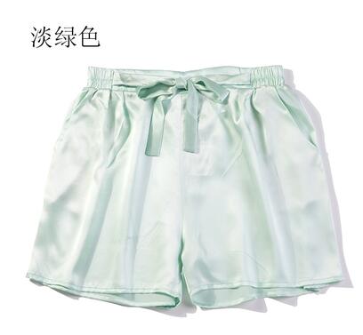 Zijde Vrouwen Shorts Effen Kleuren Met Zakken Met Riem In 15 Kleuren One Size JN429: light green