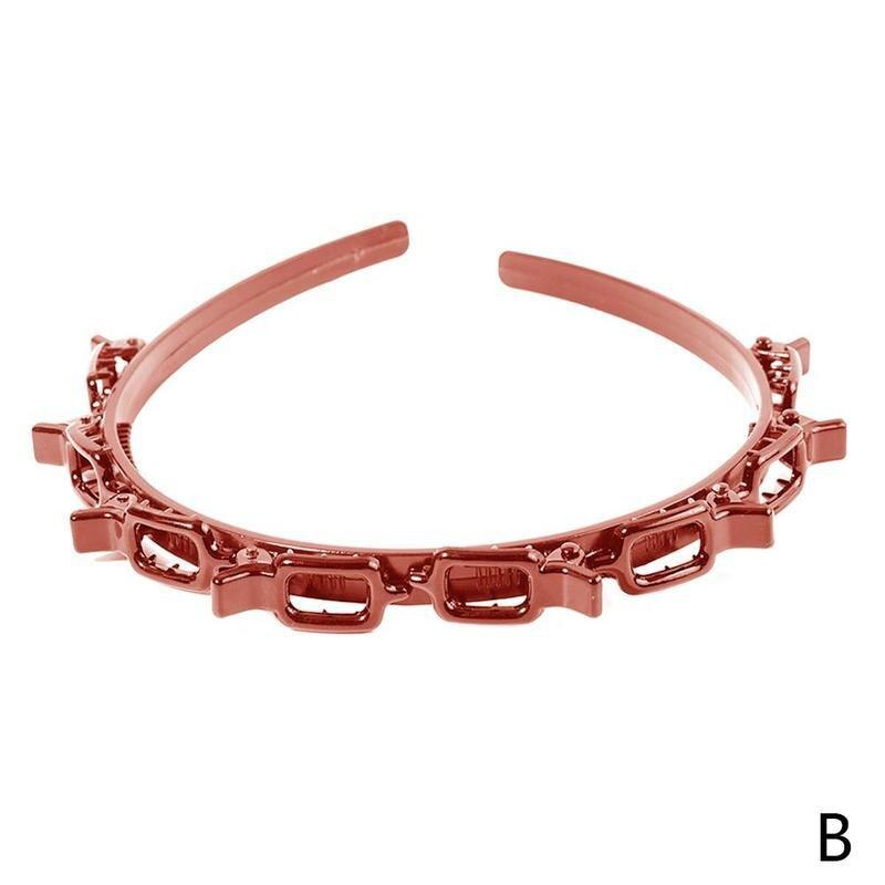 Banda para el pelo con doble flequillo para mujer, bandana de tejido calado con doble flequillo, horquilla para peinado, diadema para mujer, joyería de boda, 1 unidad: Gray