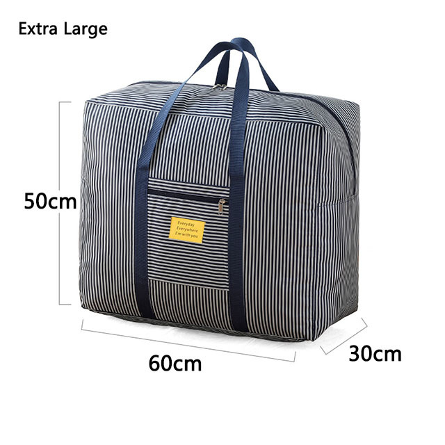 Moisture-proof Quilt Clothes Storage Bags FoldableWomen Man Travel Bags Waterproof Nylon Pillow Blanket Closet Organizer Bag: Navy stripes Extra
