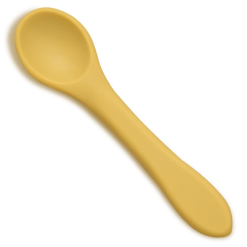 Certyfikat FDA niemowlę silikonowy podajnik łyżka przenośna łyżeczka robić herbaty dla dzieci chłopcy Girlsd jednolity kolor żywności łyżka maluch sztućce: imbir żółty