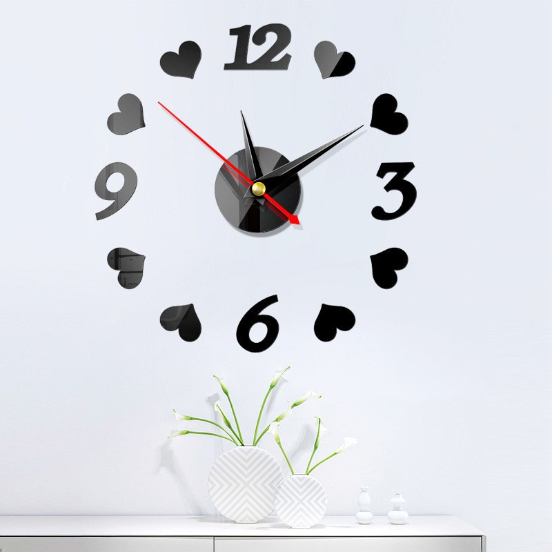 3D Wall Clock DIY Acrylic Large Frameless Mirror Number Sticke Art Decal Living Room Decor Wall Clock Modern