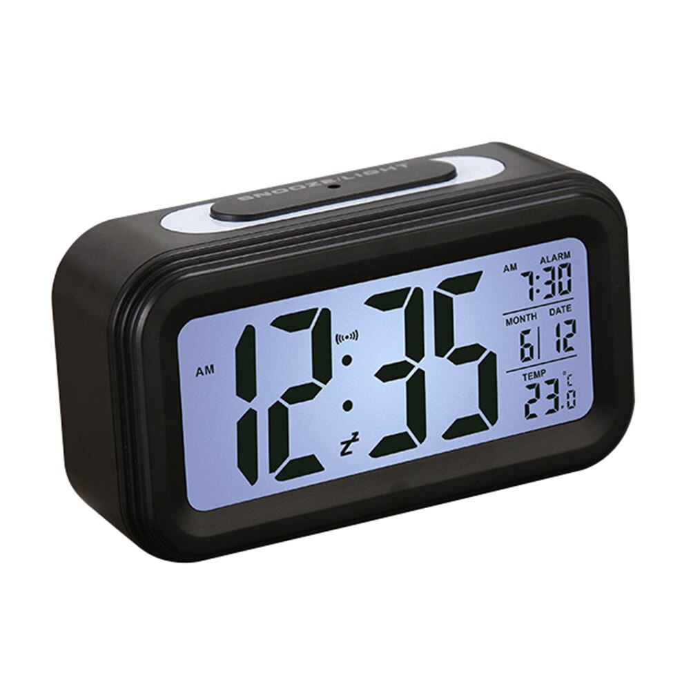 Digital Alarm Clock Bedside Night Light Display Clocks Kids Girls Boys Room Decoration Clock: Black