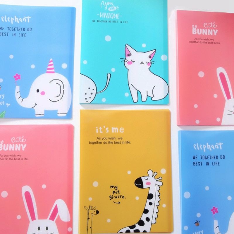 Cute Cartoon A4 File Folders:10/20/40/60 Pages Waterproof Multilayer Insert A4 Document Organizer Kawaii Folders for School