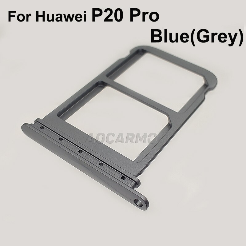 Aocarmo para Huawei P20 para Huawei P20 Pro Nano Metal bandeja de tarjeta Sim MicroSD recambio de soporte de ranura parte: P20 Pro-- Blue(Grey)