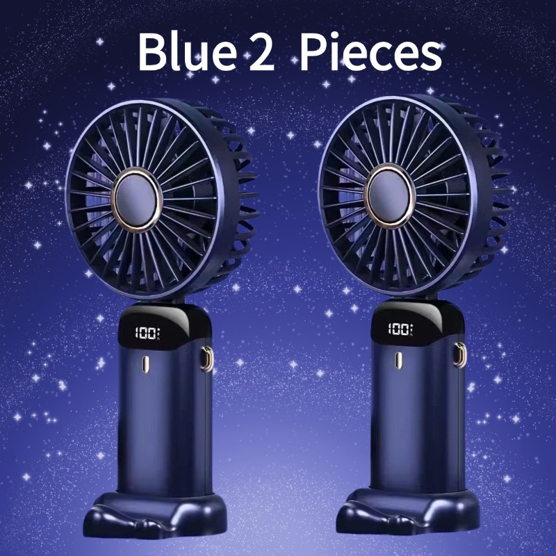 USB Handheld Mini Fan Foldable Portable Neck Hanging Fans 5 Speed USB Rechargeable Fan with Phone Stand and Display Screen: GRAY
