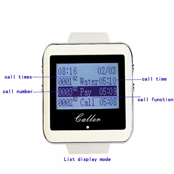 Reloj pulsera inalámbrico, receptor de comida rápida para restaurante, sistema de llamada de camarero, 999 canales, 433MHz, equipos de restaurantes