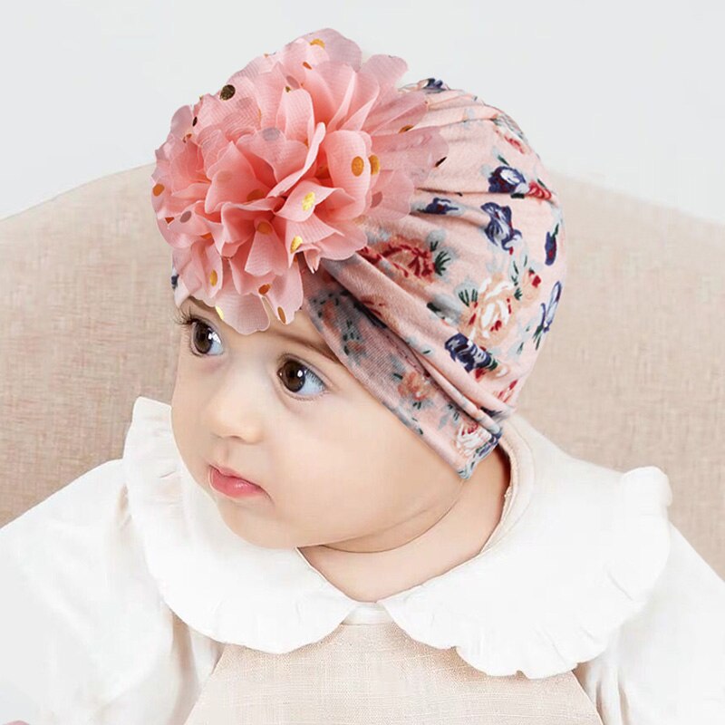 Gorro de primavera con flores para bebés y niñas, de algodón suave para recién nacidos turbante, gorra infantil, envolturas para la cabeza