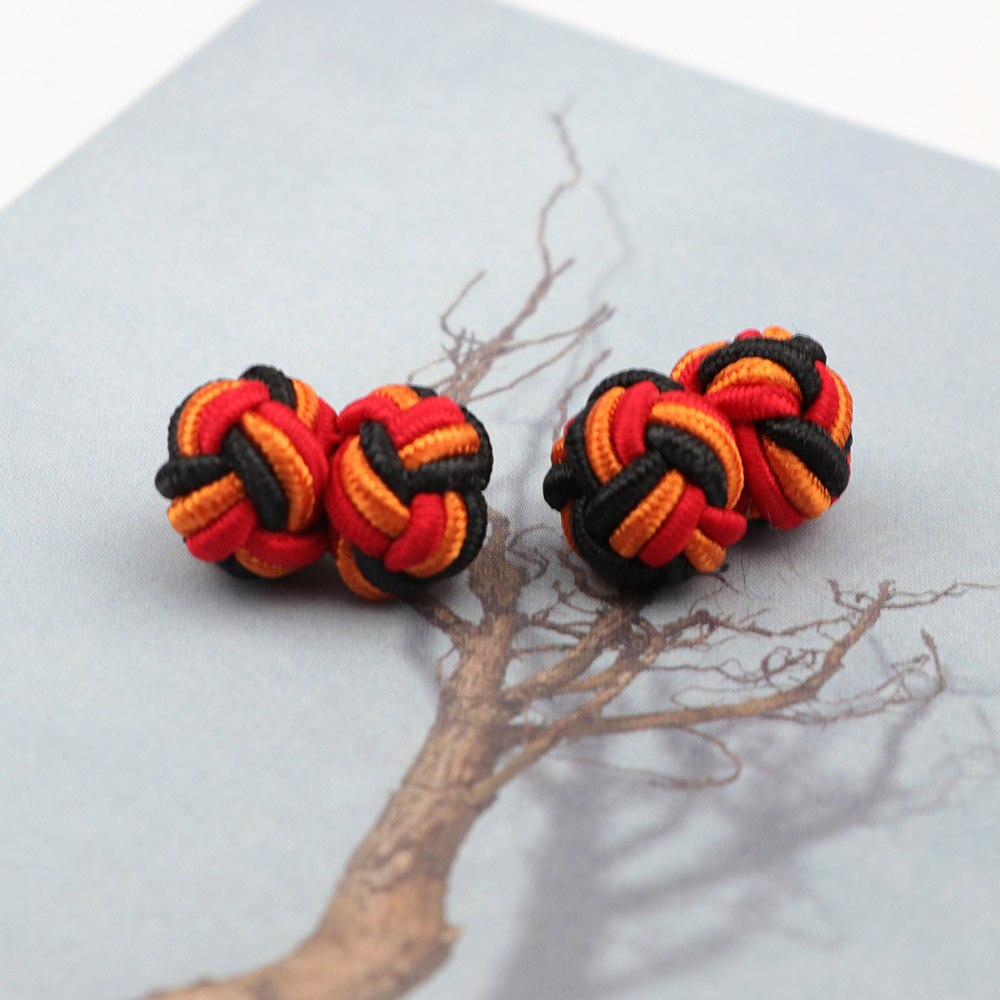 Novità nodi di Seta CufflinksMixed Tre Colori FAI DA TE Intrecciato Handmade Elastico Corda Doppia Sfera Gemelli Per Gli Uomini Regalo NO.1-20: 19