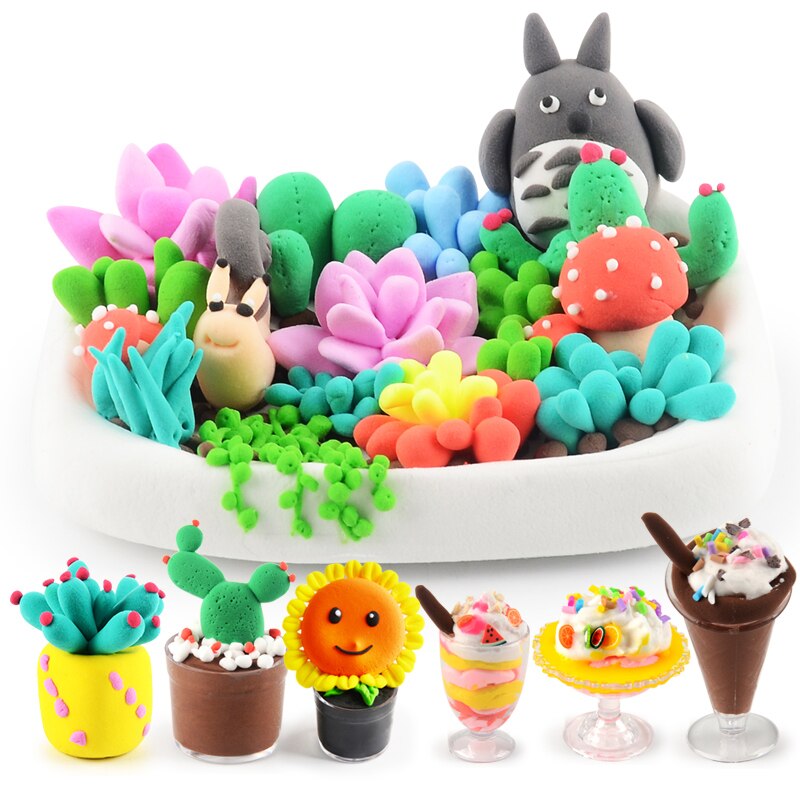 36 Color Light Clay Educational Toys Safe Colorful Air Dry Polymer Plasticine Kids DIY Fruit Cake Slime Light Soft Clay Toy