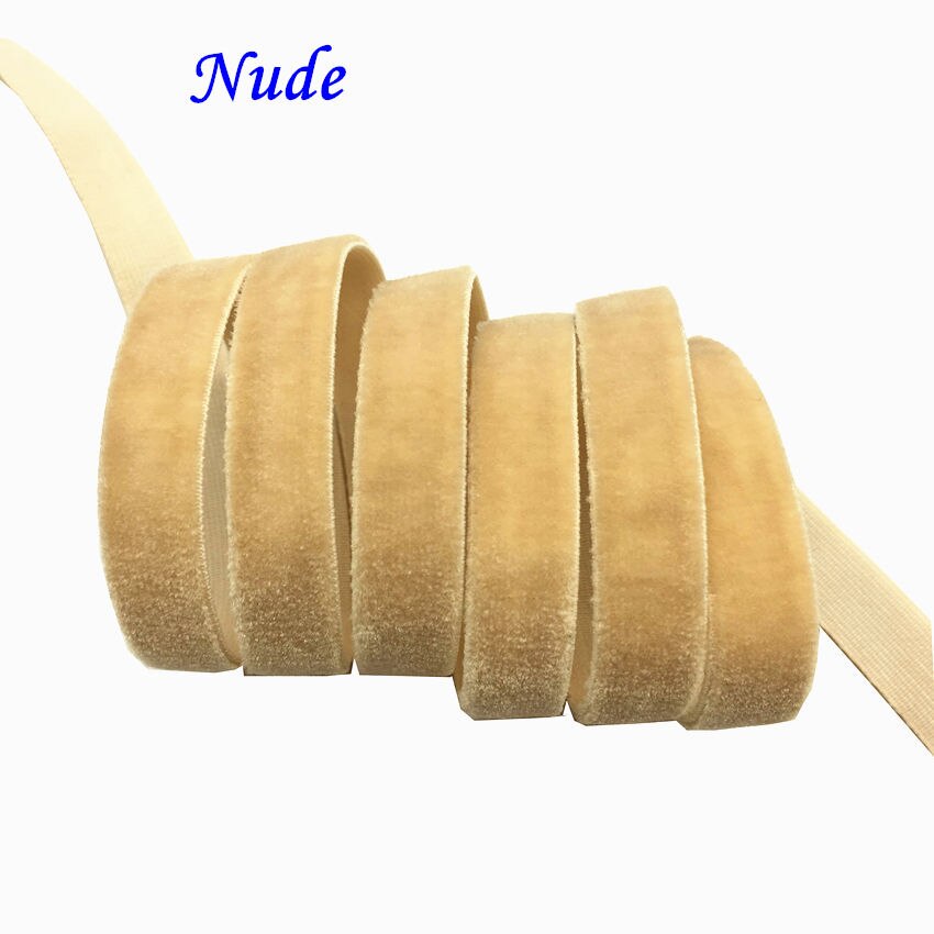 50 yard 3/8 " 10mm bredde multifarver muligheder fløjl elastisk bånd velour bånd pandebånd hårbånd tilbehør hvid blonde stof: Nøgen