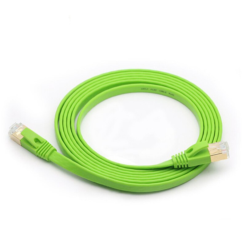 5Pcs Platte Cat7 Ethernet Kabel RJ45 0.5M 1M 2M 3M 5M Groen Wit Zwart blauwe Kat 7 Netwerk Kabel Voor Draadloze Router Modem Schakelaar: Green / 3M