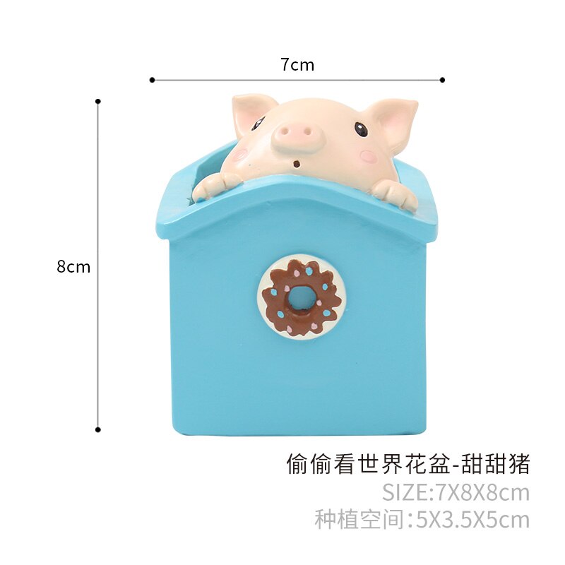 ROOGO de dibujos animados de plantador animal zakka mano artesanía flor kawaii macetas planta suculenta maceta decoración hogar: 4