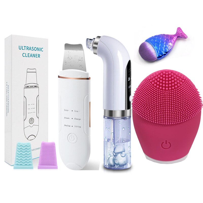 Ultrasonic Skin Scrubber Black Dot Remover USB Blackhead Remover Pore Vacuum Skin Care Acne Pore Cleaner clove removers: set 1