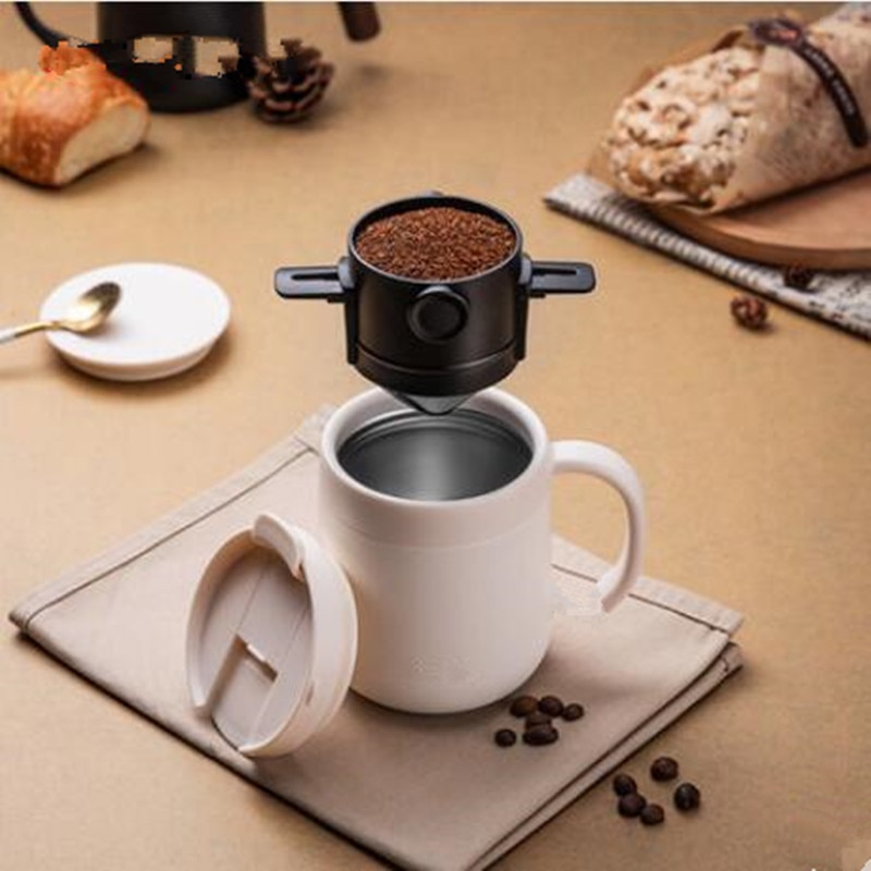 Draagbare Koffiezetapparaat Koffie Pot Koffie Druppelaar Set Met Reizen Koffie Mok Herbruikbare Koffie Filter Rvs Voor Kantoor