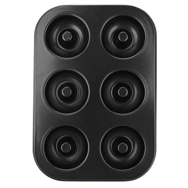 Ulalaza 2PCS Donut Pan Molds Non-Stick 6 Cavity Silicone Carbon Steel