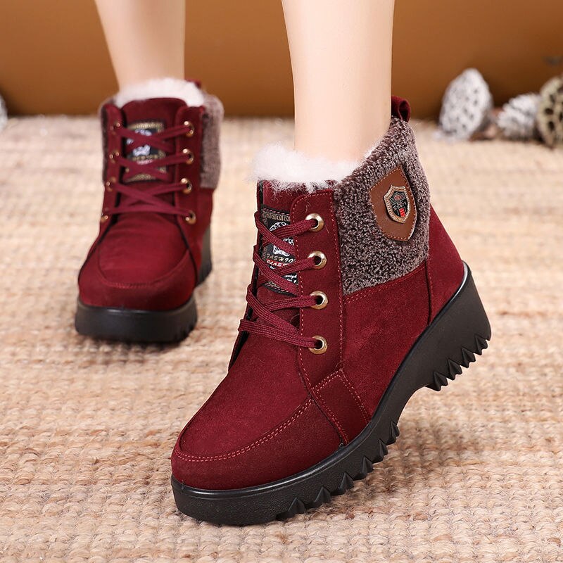 Bottes de neige confortables et imperméables à lacets pour femme, bottines de , mi-mollet, garde au , décontractées, pour l'hiver