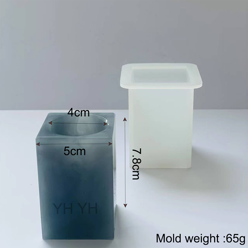 Gør-det-selv silikone betonform til fremstilling af terrazzo lysestage perfekt til dekoration af fyrfadsstager med krystal epoxy: Militærgrøn
