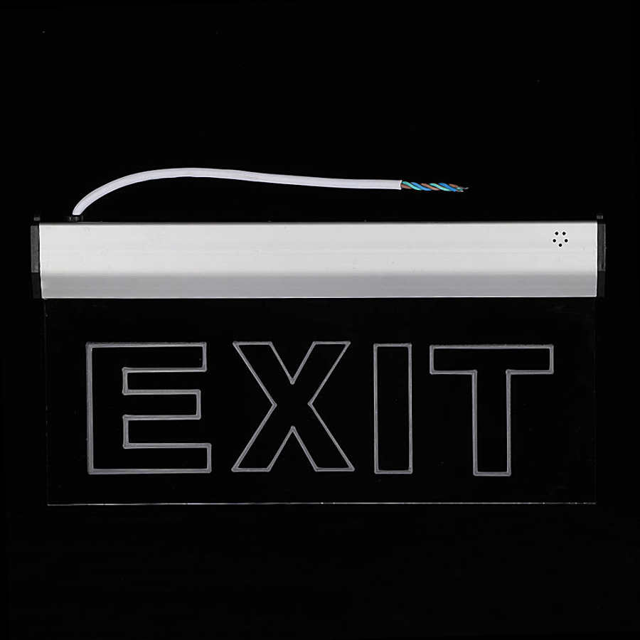 Stemmealarmfunktion lyst ledet lyskilde exit belysning tegn led exit tegn aluminiumslegering shell til hoteller læring