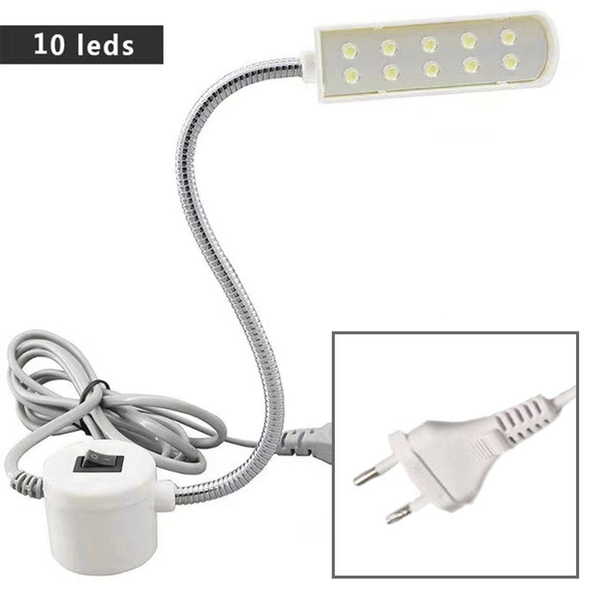 Industriële Geleide Licht 1w 2w 3w Flexibele Werklicht Adsorbed Basisarm Gooseneck Werken Eu/Us Plug Hanger Magnetische Naaimachine: Licht Groen