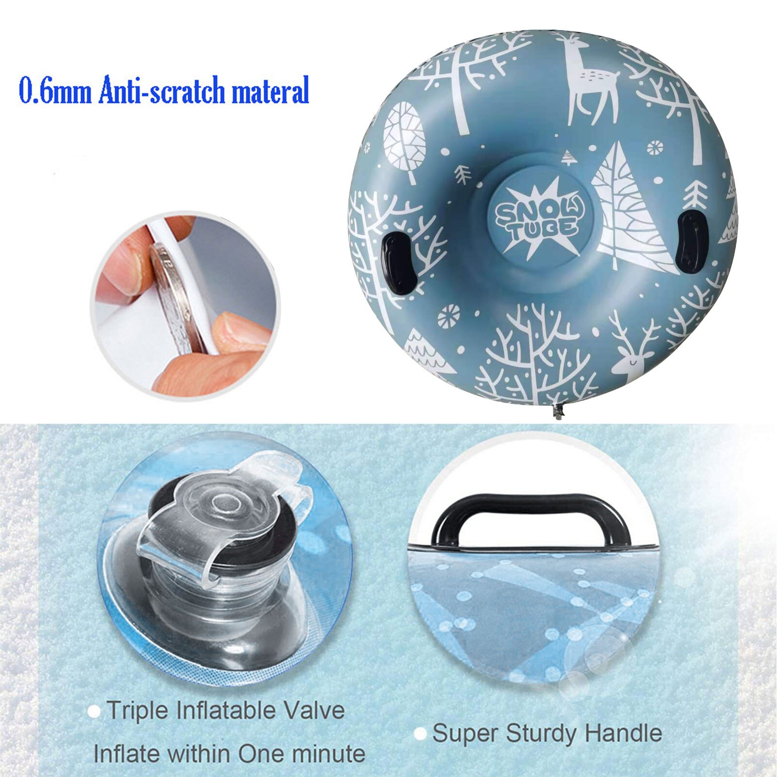 Schnee Badewanne Verdickt Schnee Schlitten Übergroßen 47 Zoll Aufblasbare Schnee Ring Für freundlicher freundlicher Erwachsene Kalt-beständig Material Ski Ring