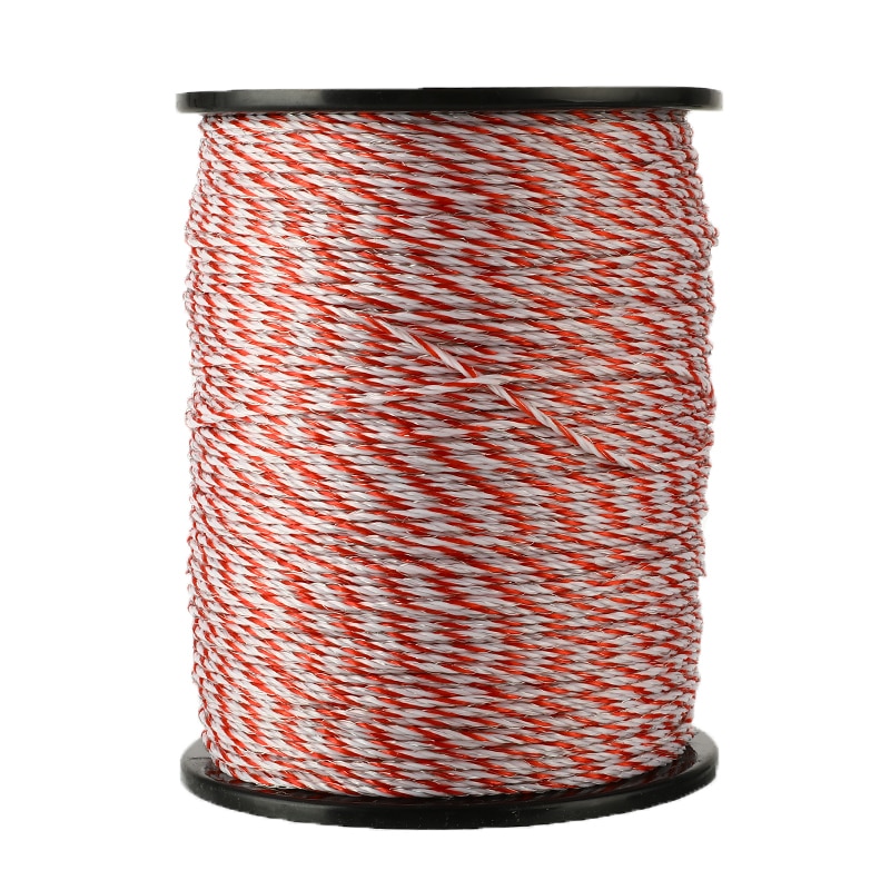 500M Roll Electric Fence Rope Red White Polywire with Steel Poly Rope for Horse Animal Fencing Ultra Low Resistance Wire