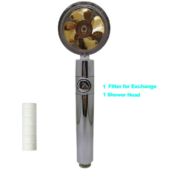 Fun Showerhead Propeller Driven Handheld High Pressure Water Saving Premium Turbocharged for Bathroom Showe Head: e