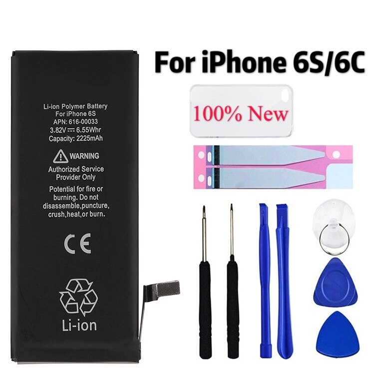 Batería de litio de 2265mAh para iPhone 6S, 6, 7, 5S, 5, 6, repuesto para iPhone 6S, iPhone 5S, herramientas gratuitas: For iPhone 6S