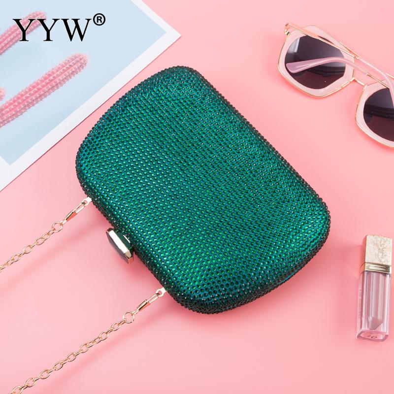 Red Clutch Bag Rhinestone Party Clutch Purse Girl Evening Clutches Girls Bag Mini Phone Purse Bolso Mujer: green