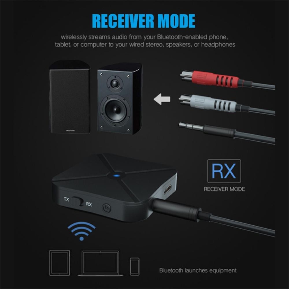 2 IN 1 Bluetooth 5.0 Receiver Transmitter Real Stereo Bluetooth Wireless Audio Adapter With 3.5MM AUX For TV MP3 PC Headphone